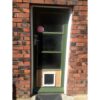 Dog Mate medium dog door (white) installed in plywood, replacing glass panel