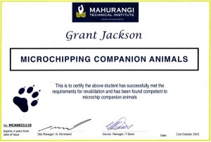 Microchipping certificate - Grant Jackson - Cat Door Company